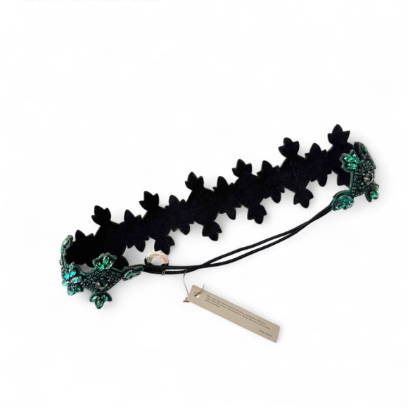 Vintage Luxe Handmade Deepa Gurnani renaissance fair Rhinestone Headband green - Picture 5 of 6